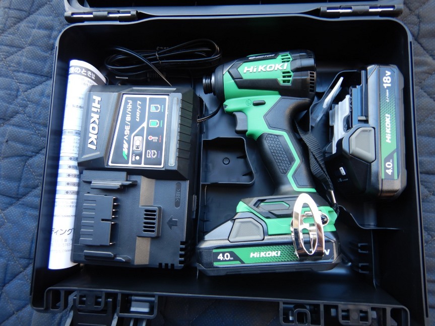 即決税0円未使用品HIKOKI充電インパクトドライバーWH18DE(2LC)18V4.0Ah予備電池付セット ブラシレスモーター