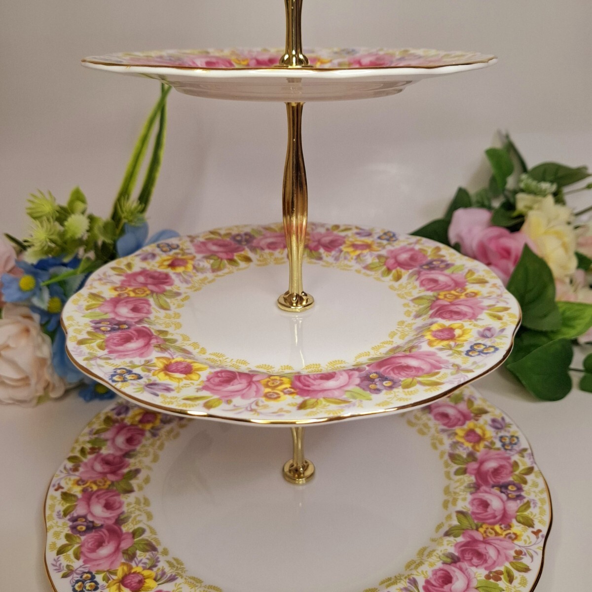 * очень редкий * Royal Albert Serena подставка для выпечки 3 уровень Afternoon Tea подставка Old Country rose 