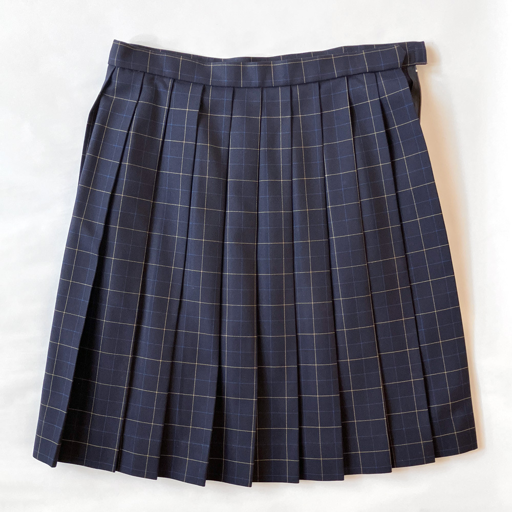 愛知産業大学三河 | プリーツスカート | w72-丈52 | チェック | 紺 | 大きいサイズ | 中学 高校 制服 女子 匿名配送【616】SCHOOL TIGER α