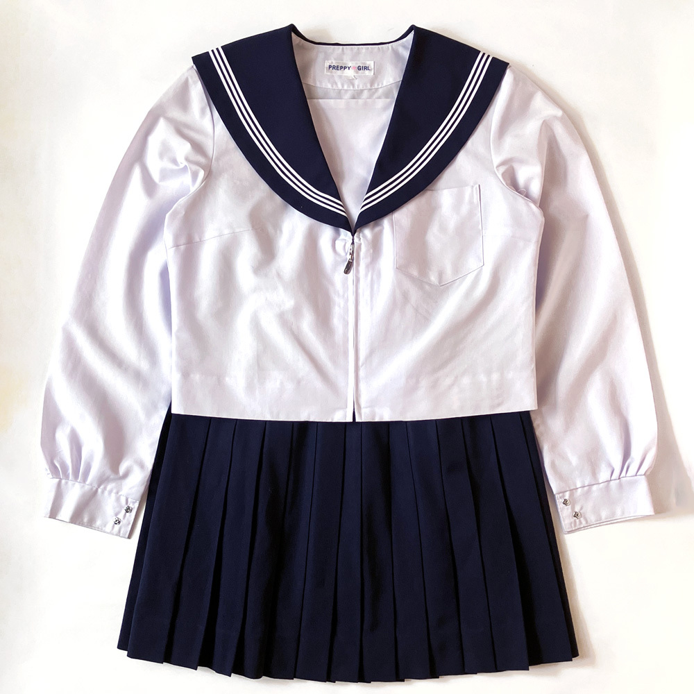 2245 中高セーラー服/紺襟白3本ライン上のみ/合服/長袖/女子/JK 2245 中高セーラー服/紺襟白3本ライン上のみ/合服/長袖/女子/JK