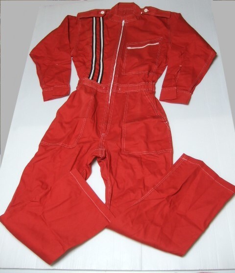 昭和レトロ　ツヅキ服　レッド　作業着　ツナギ　ツヅキフク　赤　Mサイズ　つなぎ