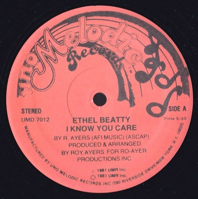 ダンクラ12inch★ETHEL BEATTY / I know you care / It’s your love★2003年Unofficial Release U.S.盤 Uno Melodic ★