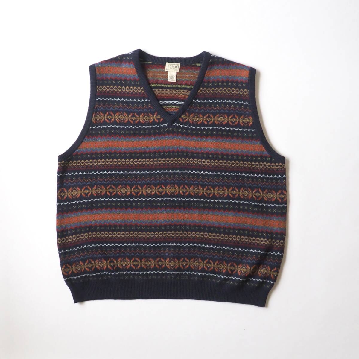エルエルビーン　L.L.Bean　ベスト　ニット　ビッグサイズ　ボーダー柄　メンズ　美品