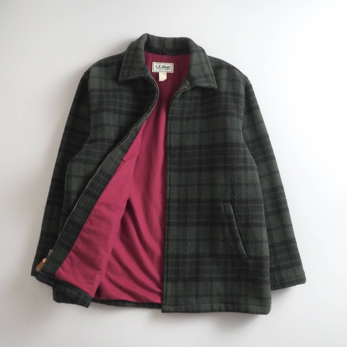 人気が高い エルエルビーン L.L.Bean USA製 ウールジャケット グリーン チェック柄 メンズ 美品 男性用