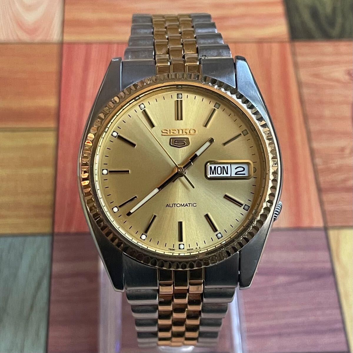 セイコー 腕時計 SEIKO5 automatic 自動巻き 7S26-3110 ゴールド文字盤 