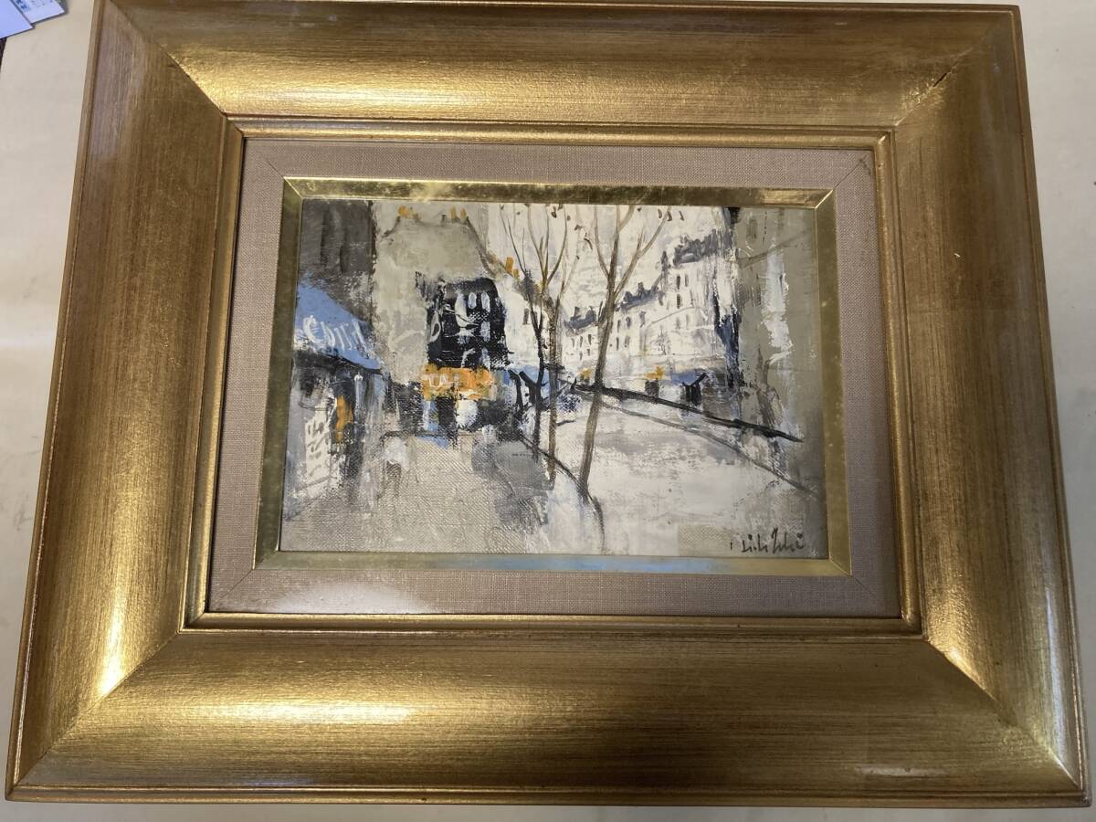 特価【油彩画、真作保証】肉筆、石黒秀治　モンパルナス　SM　百貨店で個展多数開催 絵画 油絵 石黒秀治 「モンパルナス」 額縁付属 F4 真作