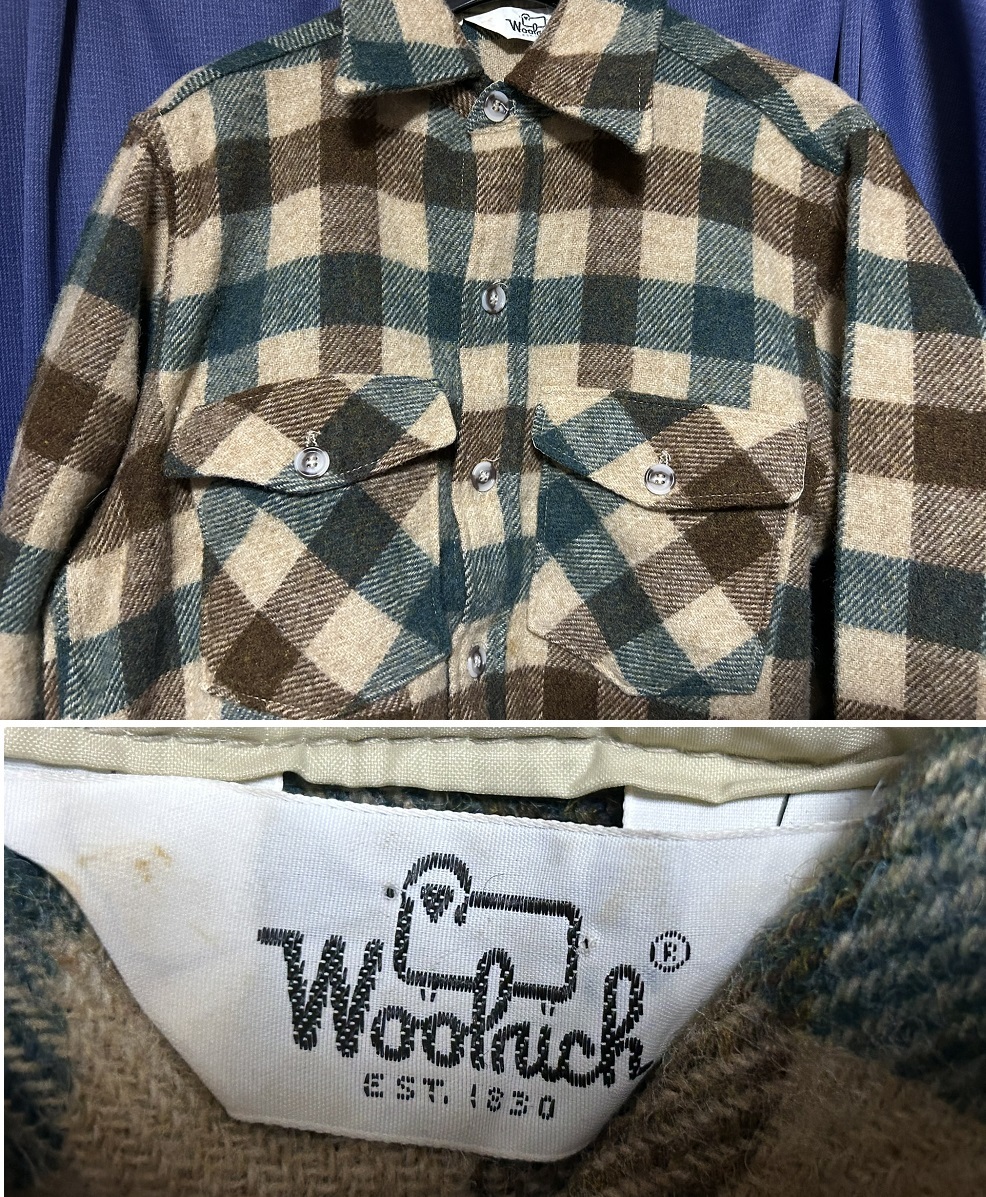 ヴィンテージ古着1970sウールリッチ1970年代CPOシャツジャケット白タグ_アメリカ製SサイズVINTAGEビンテージWOOL
