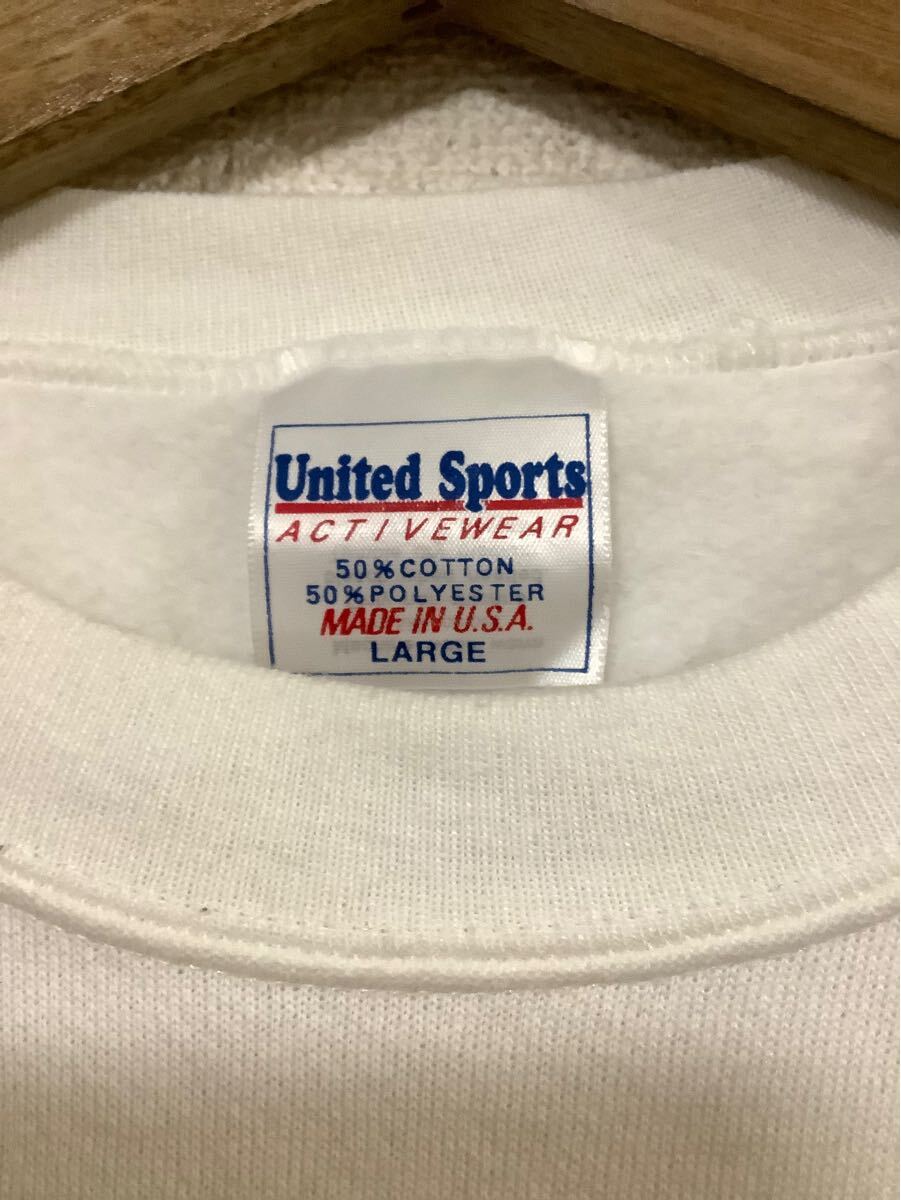 UNITED SPORTS united спорт USA производства принт тренировочный вырез лодочкой белый Vintage casual б/у одежда L