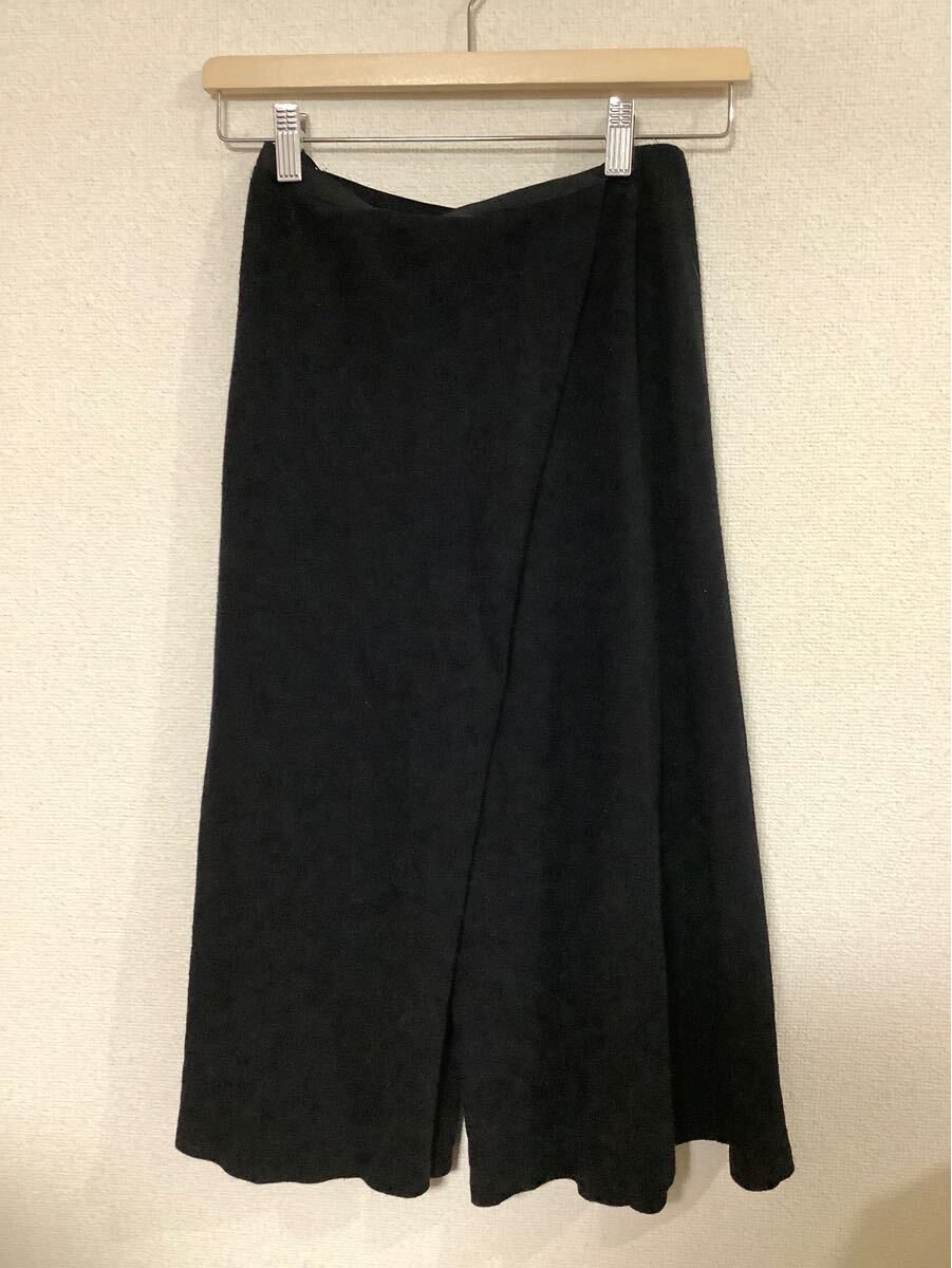 sybilla シビラ　ウールハーフパンツ　デザインパンツ　ワイドパンツ　ブラック　レトロ　レディース　古著　M ミセス