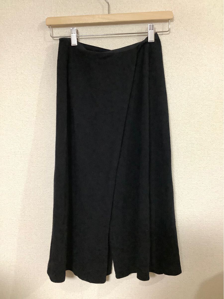 sybilla シビラ　ウールハーフパンツ　デザインパンツ　ワイドパンツ　ブラック　レトロ　レディース　古著　M ミセス