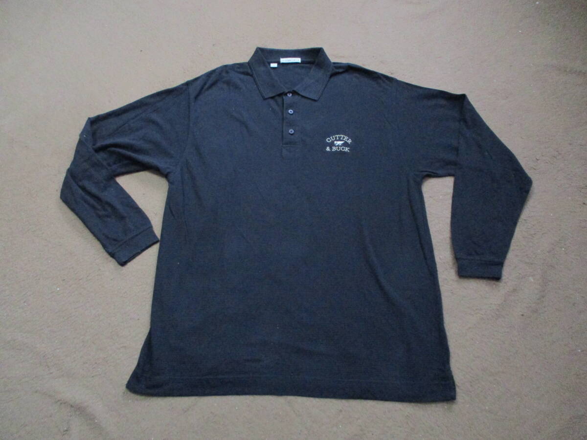 【カッター&バック】 シャドーリブ・ボーダー柄 ワンポイント刺繍/長袖ポロシャツ 【人気品】_画像1