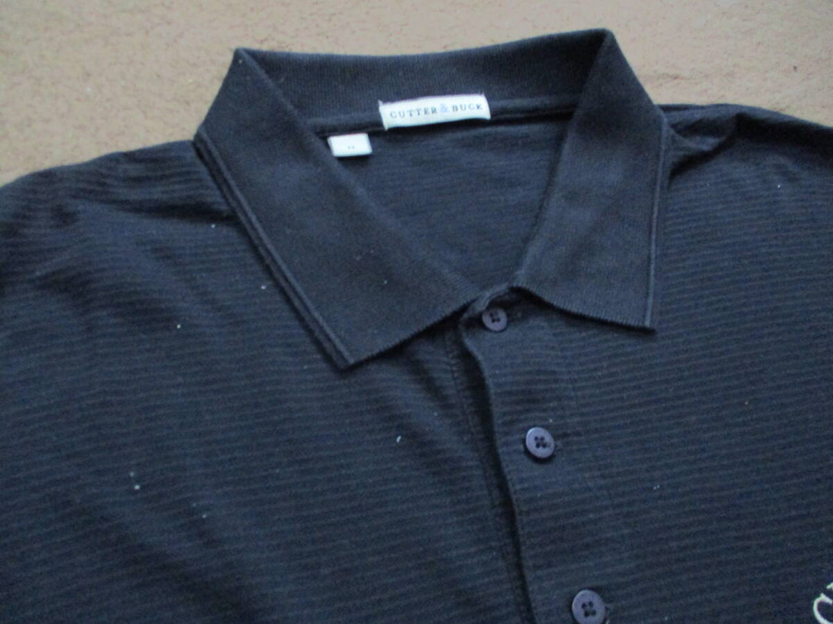 【カッター&バック】 シャドーリブ・ボーダー柄 ワンポイント刺繍/長袖ポロシャツ 【人気品】_画像3