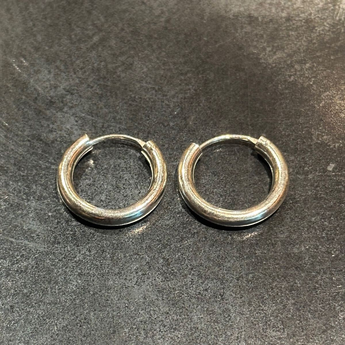 SILVER925 SIMPLE CIRCLE DESIGN HOOP EARRINGS/シルバー/ピアス