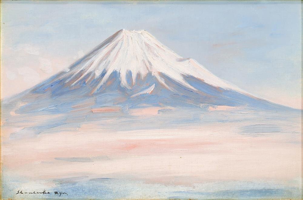 n*3様 『田子浦にて』 富士山 油彩画 龍駿介作 金色フレーム付き Yahoo!オークション - 【真作】【WISH】龍駿介「霊峯富士 田子浦