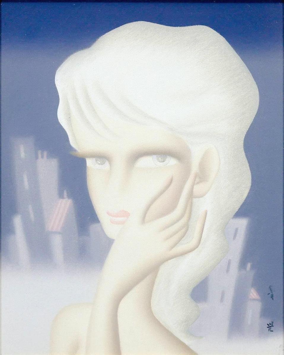 真作】【WISH】東郷青児「婦人像」油彩 3号 登録№F0338 ◇東郷 真作】【WISH】東郷青児「婦人像」油彩 3号 登録№F0338 ◇東郷