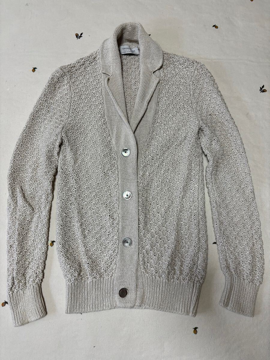 【美品】トゥモローランド カーディガン tricot Lサイズ ホワイトベージュ ケーブル編み ニット