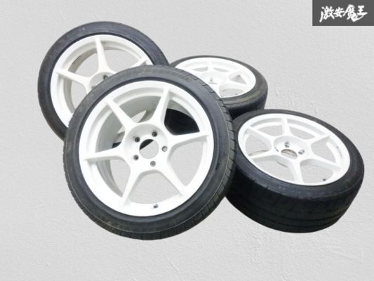 ●バーディークラブ P1レーシング 17インチ 8J +42 9J +47 PCD114.3 5穴 5H ホイール 4本 タイヤ付 シルビア スカイライン マーク2 棚P-5