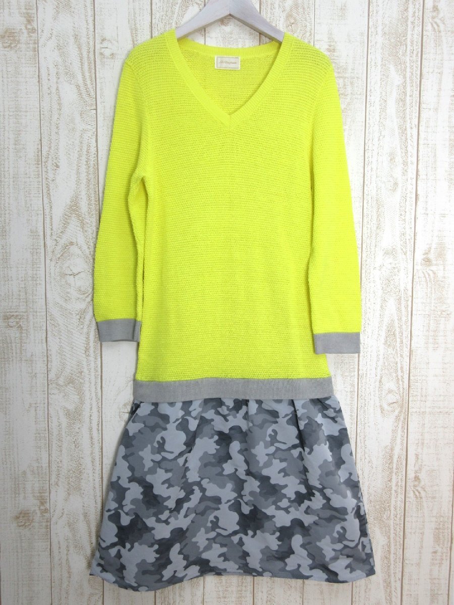 Re.Verofonna/ヴェロフォンナ：切替ワンピース 麻混 迷彩 春夏 サイズ38 レディース/中古/USED