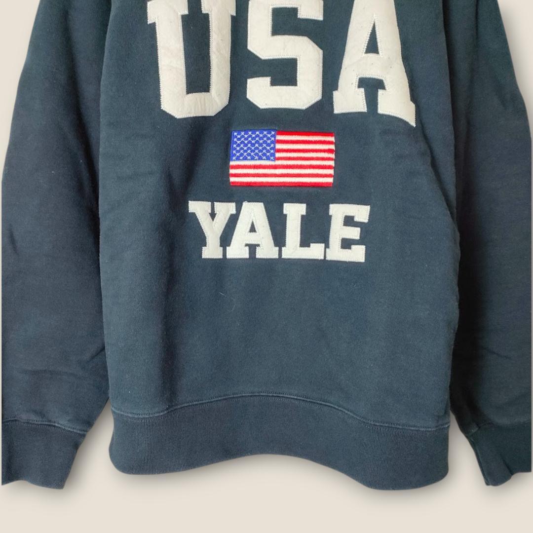 YALE カレッジロゴ USA星条旗 ヘビーウェイト M ネイビー スウェット トレーナー メンズ