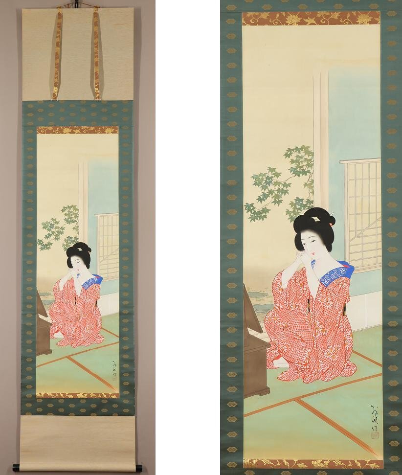 不明】◇廣南◇美人画◇日本画◇肉筆◇絹本◇掛軸◇k666|絵画 不明】◇廣南◇美人画◇日本画◇肉筆◇絹本◇掛軸◇k666|絵画