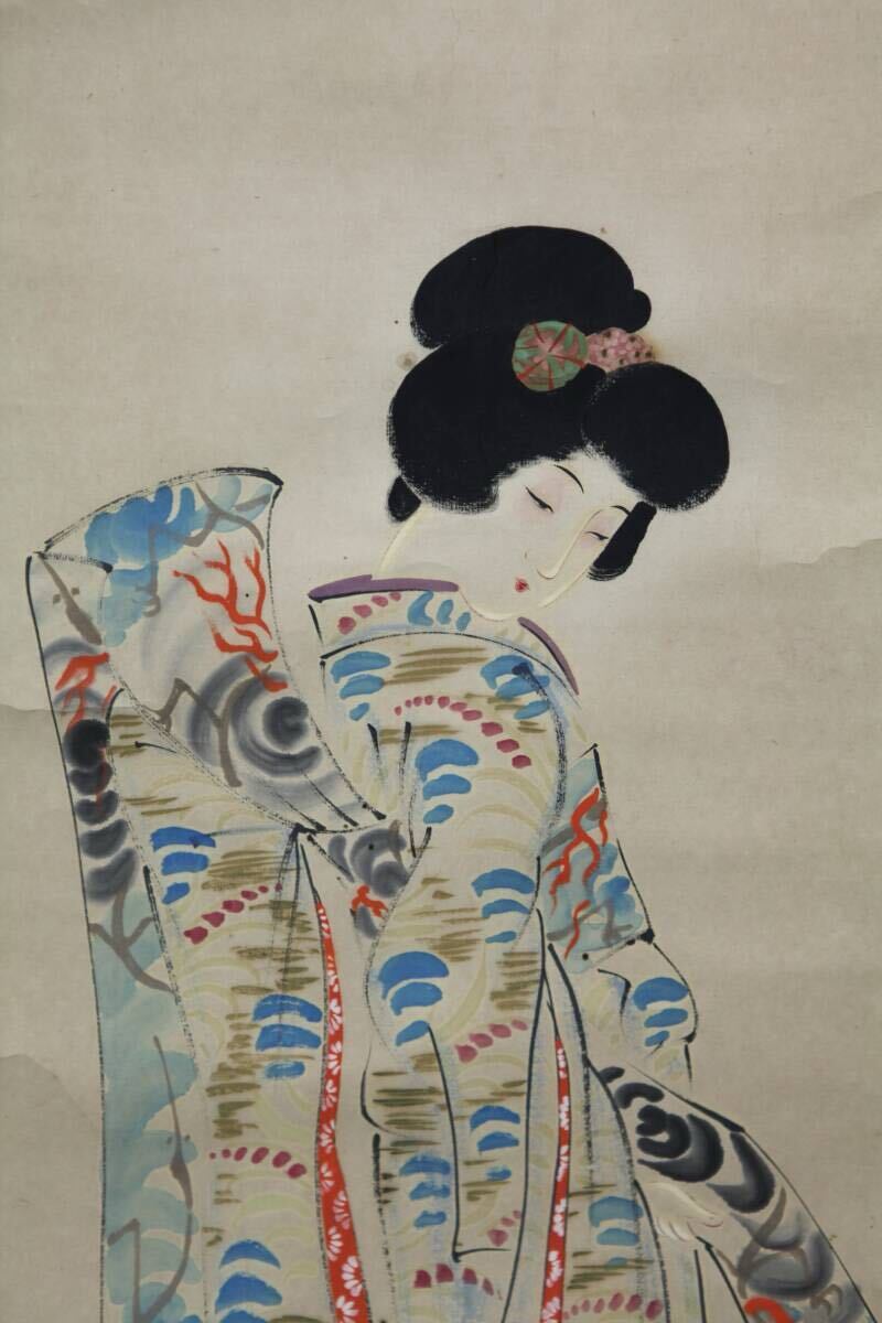 真作】【風車】 伊東深水 「見返美人図」◎肉筆紙本◎美人画巨匠 真作】【風車】 伊東深水 「見返美人図」◎肉筆紙本◎美人画巨匠