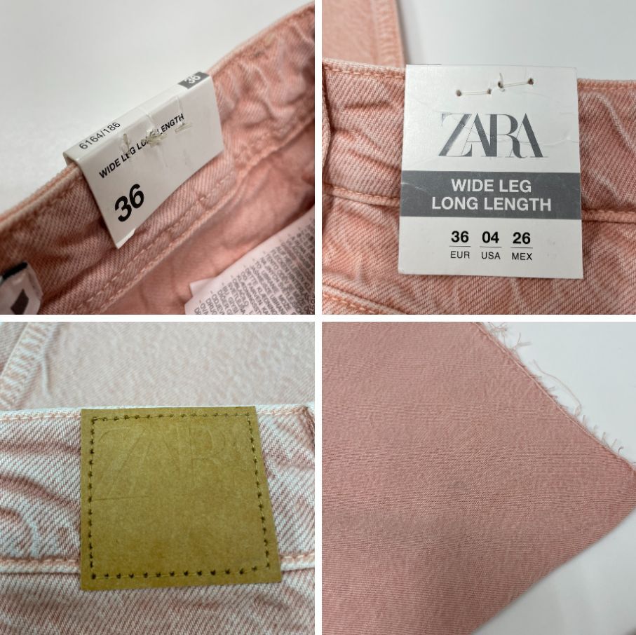 ZARA /36/ ピンク ワイドデニムパンツ ジーンズ レディース タグ ZARA /36/ ピンク ワイドデニムパンツ ジーンズ レディース タグ