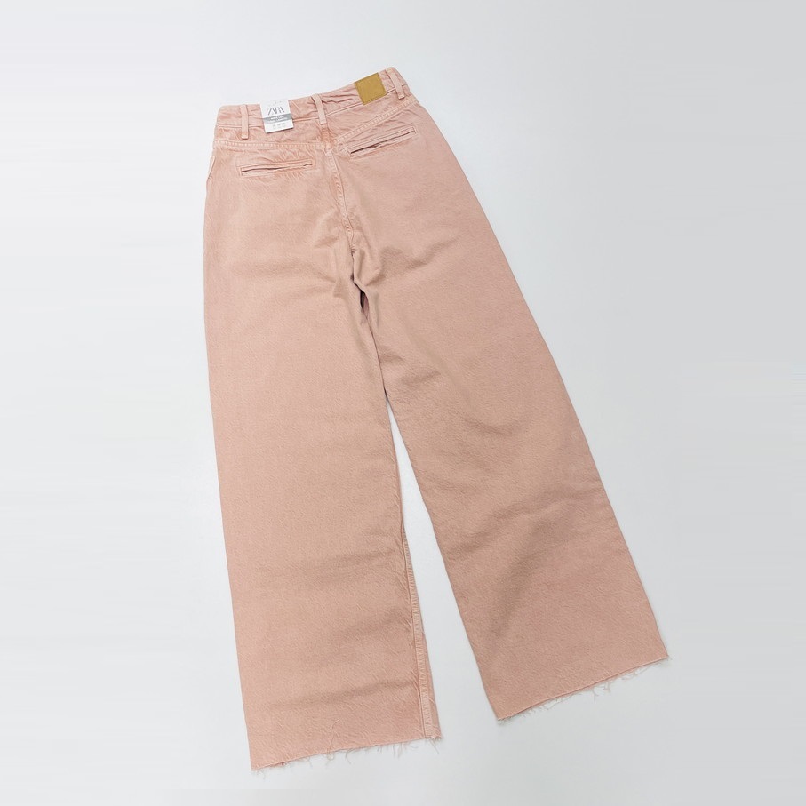 ZARA /36/ ピンク ワイドデニムパンツ ジーンズ レディース タグ ZARA /36/ ピンク ワイドデニムパンツ ジーンズ レディース タグ