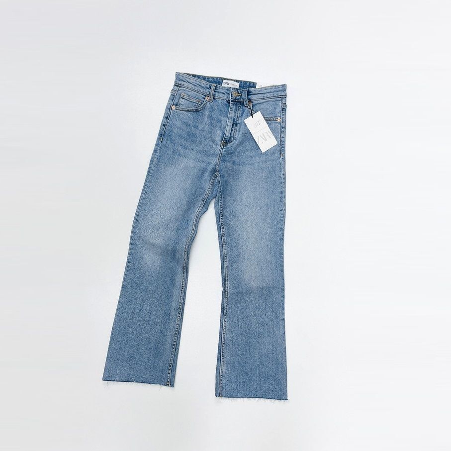 ZARA /36/ クロップドフレアデニムパンツ ジーンズ レディース