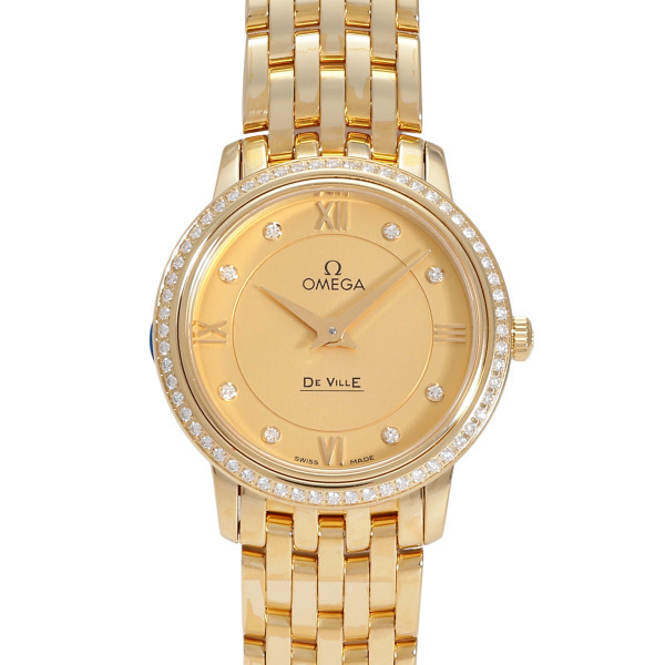 オメガ OMEGA デ・ヴィル プレステージ 424.55.27.60.58.001 イエロー文字盤 新品 腕時計 レディース