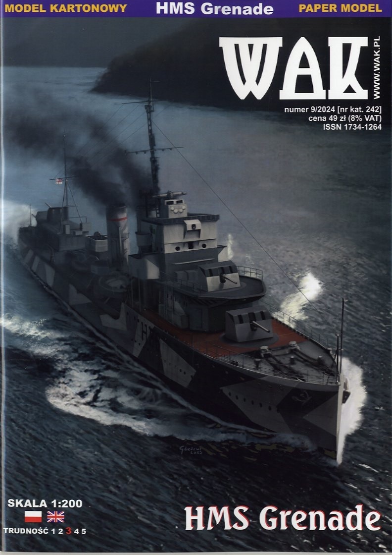 WAK　1:200 英海軍　駆逐艦　ＨＭＳ　Grenade（CARD MODEL)