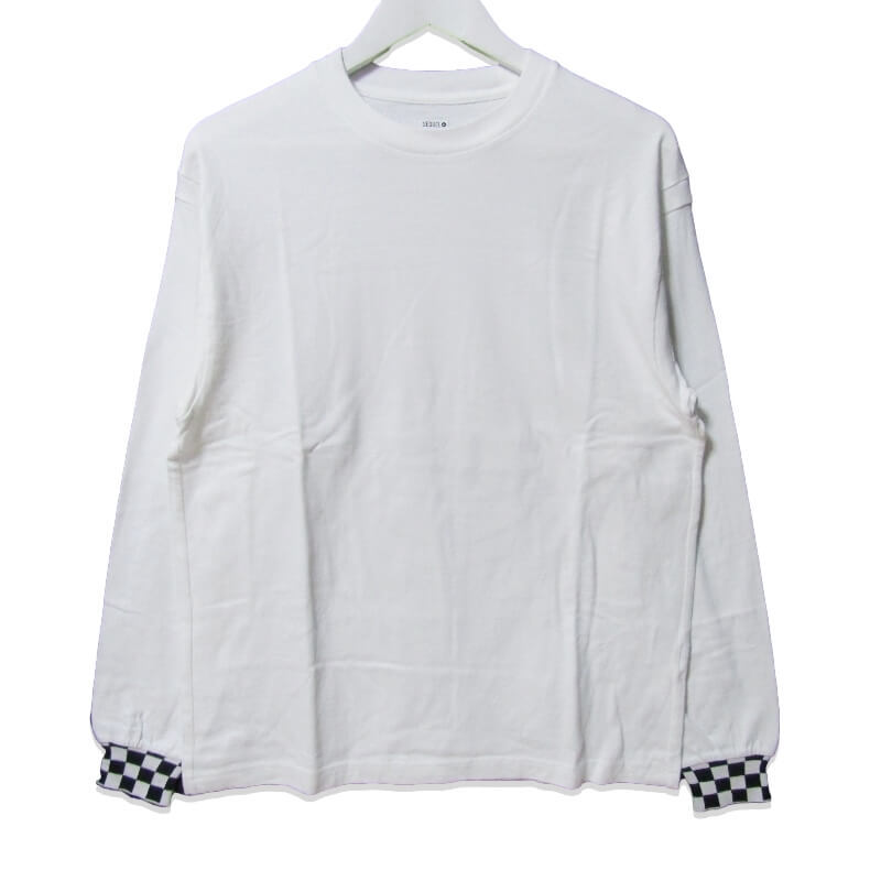 SEQUEL シークエル 長袖Tシャツ チェッカーフラッグ ロンＴ ホワイト 白 S 27108370
