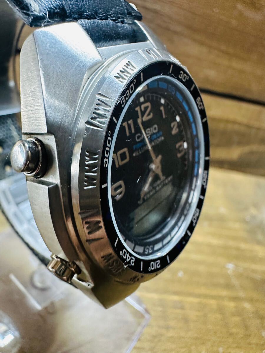 ◇1円 ★ ビンテージCASIO カシオ FISHING GEAR AMW-700 MOON PHASEムーンフェーズ アナデジ SS オリジナルバンド 