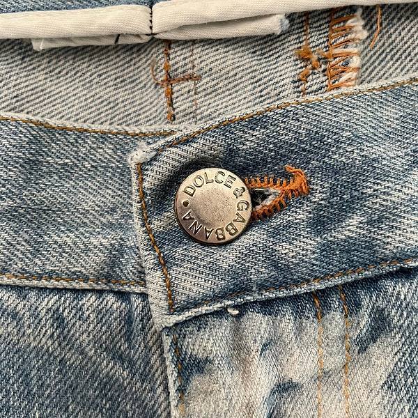 #anc ドルチェ&ガッバーナ DOLCE&GABBANA ジーンズ 初期 水色系 クラッシュ ダメージ加工 メンズ [918516]
