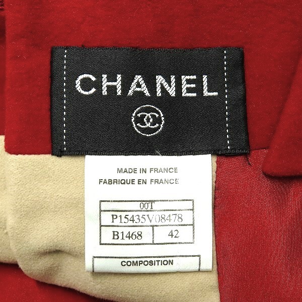 #wxc シャネル CHANEL ワンピース ジャンパースカート 42 赤系 ベージュ ココボタン スエード調(diào) レディース [907786]
