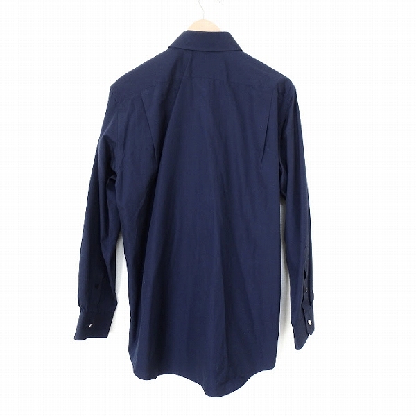 #apc エルメス HERMES 長袖シャツ 42 紺 セリエボタン Yシャツ フランス制 メンズ [900377]