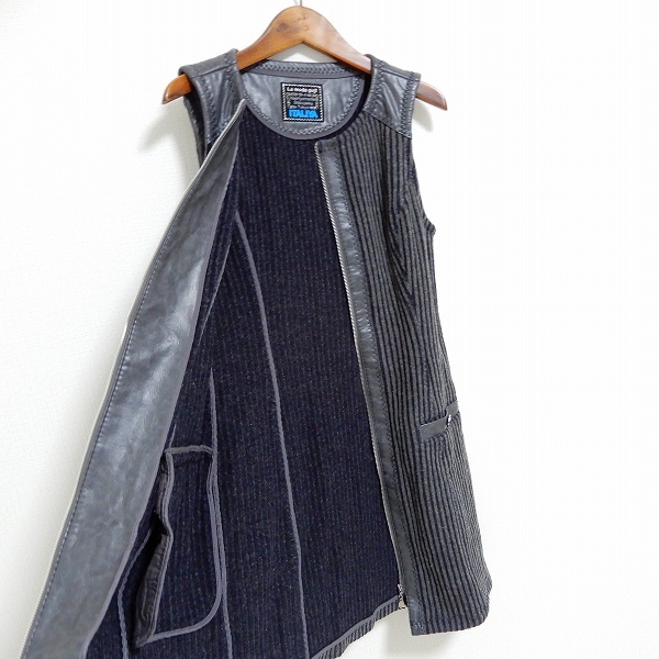 #wnc 伊太利屋 GKITALIYA ノースリーブ ワンピース 7 グレー系 ニット ジップアップ レディース [922610]