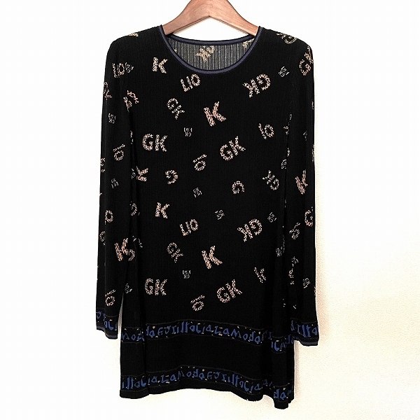 #anc GKITALIYA 伊太利屋 チュニック 9 黒系 ラインストーン ロゴ ラメ レディース [927291]