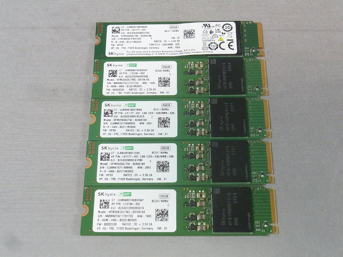 B42415 O-09377 M.2 2280 NVMe SSD 256GB 5個セット 判定正常