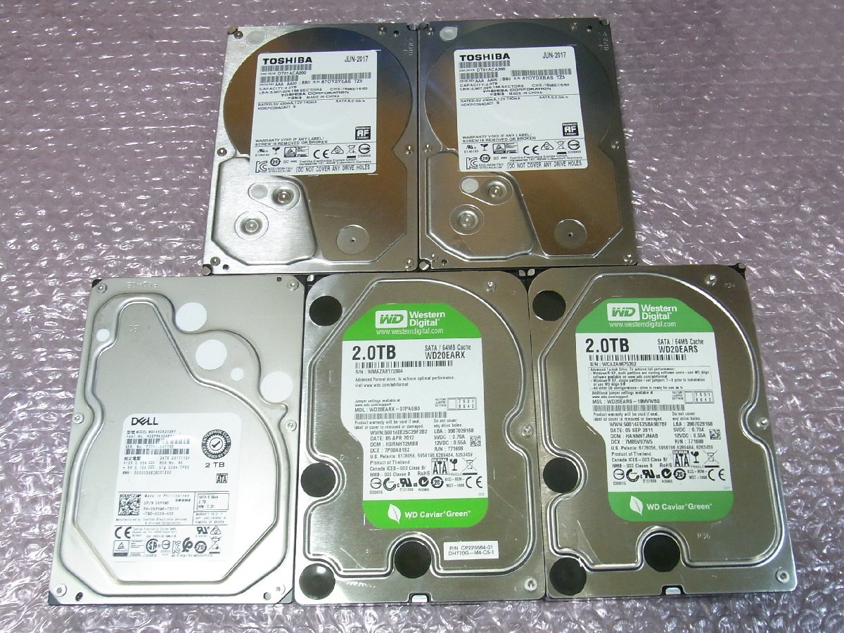 B42411 O-08006 3.5インチ HDD 2TB 5個セット 判定正常