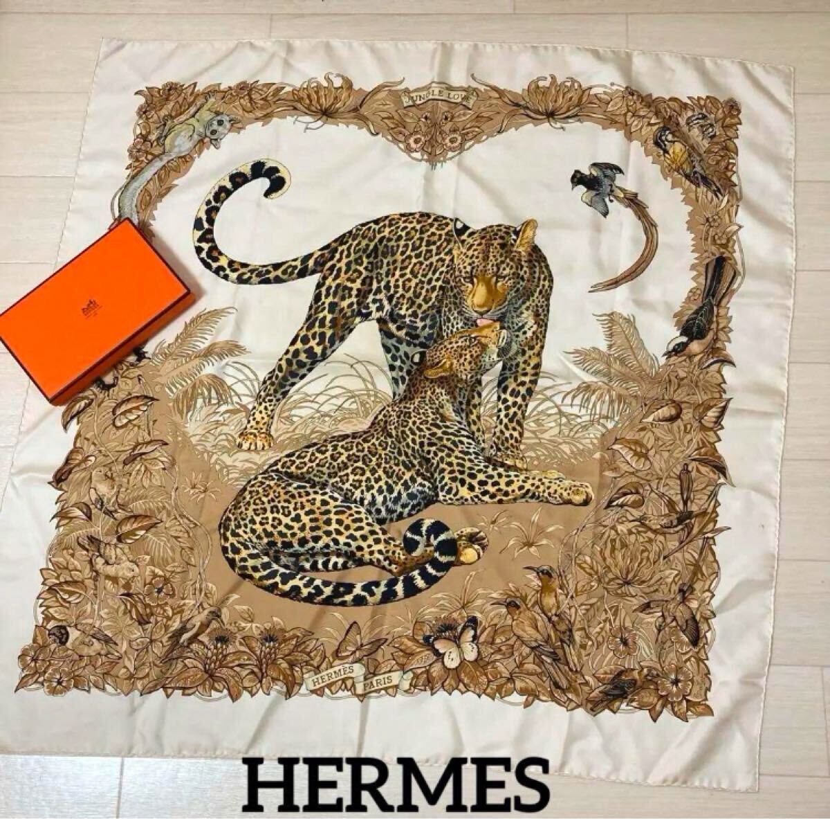 エルメス HERMES スカーフ カレ90 ジャングルラブ 豹柄 ヒョウ エルメス HERMES スカーフ カレ90 ジャングルラブ 豹柄 ヒョウ