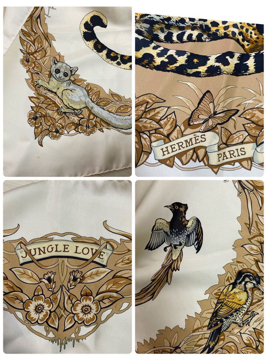 エルメス HERMES スカーフ カレ90 ジャングルラブ 豹柄 ヒョウ エルメス HERMES スカーフ カレ90 ジャングルラブ 豹柄 ヒョウ