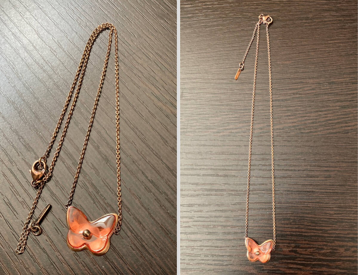 定価54600円　希少　バカラ　正規(guī)品　Baccarat ネックレス　パピヨン　ピンク　ゴールド　ガラス　クリスタル　チョーカー　蝶々