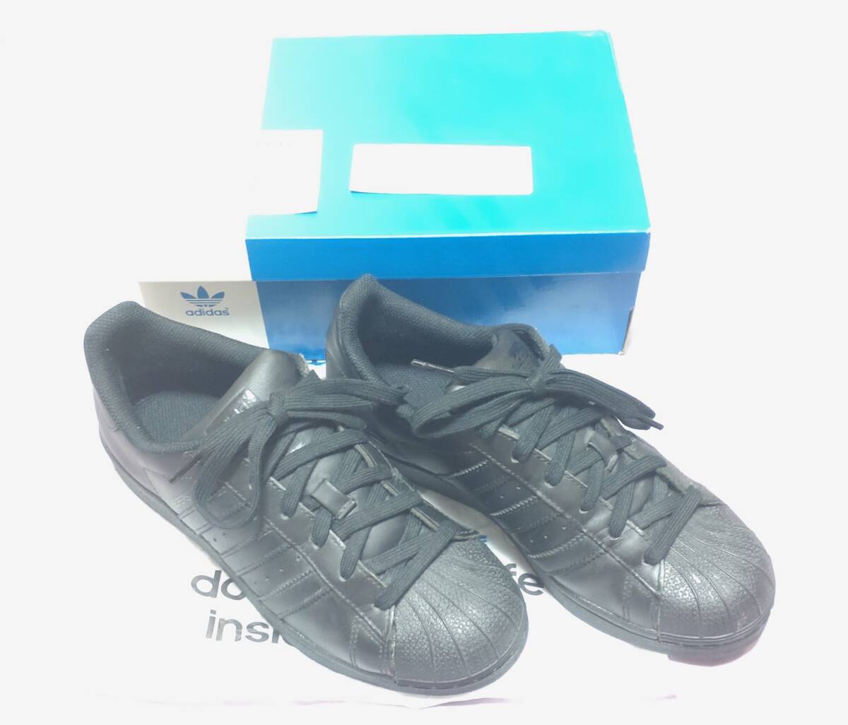 極美品 トリプルブラック B/B/B 24.5cm adidas SUPERSTAR アディダス スーパースター FOUNDATION ファンデーション 極美品_画像2