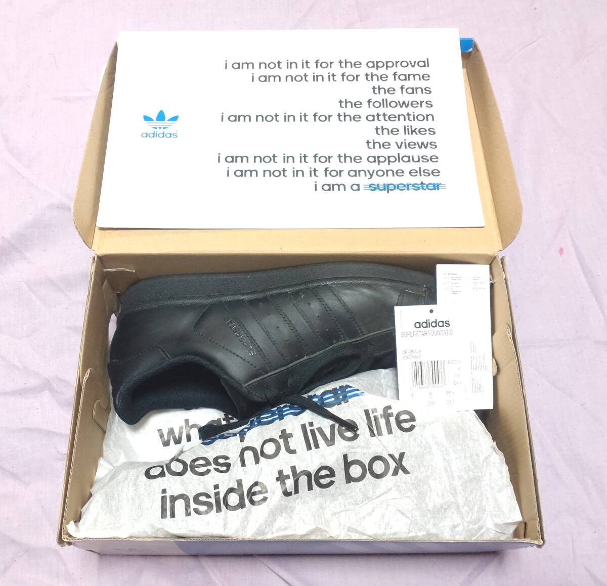 極美品 トリプルブラック B/B/B 24.5cm adidas SUPERSTAR アディダス スーパースター FOUNDATION ファンデーション 極美品_画像9