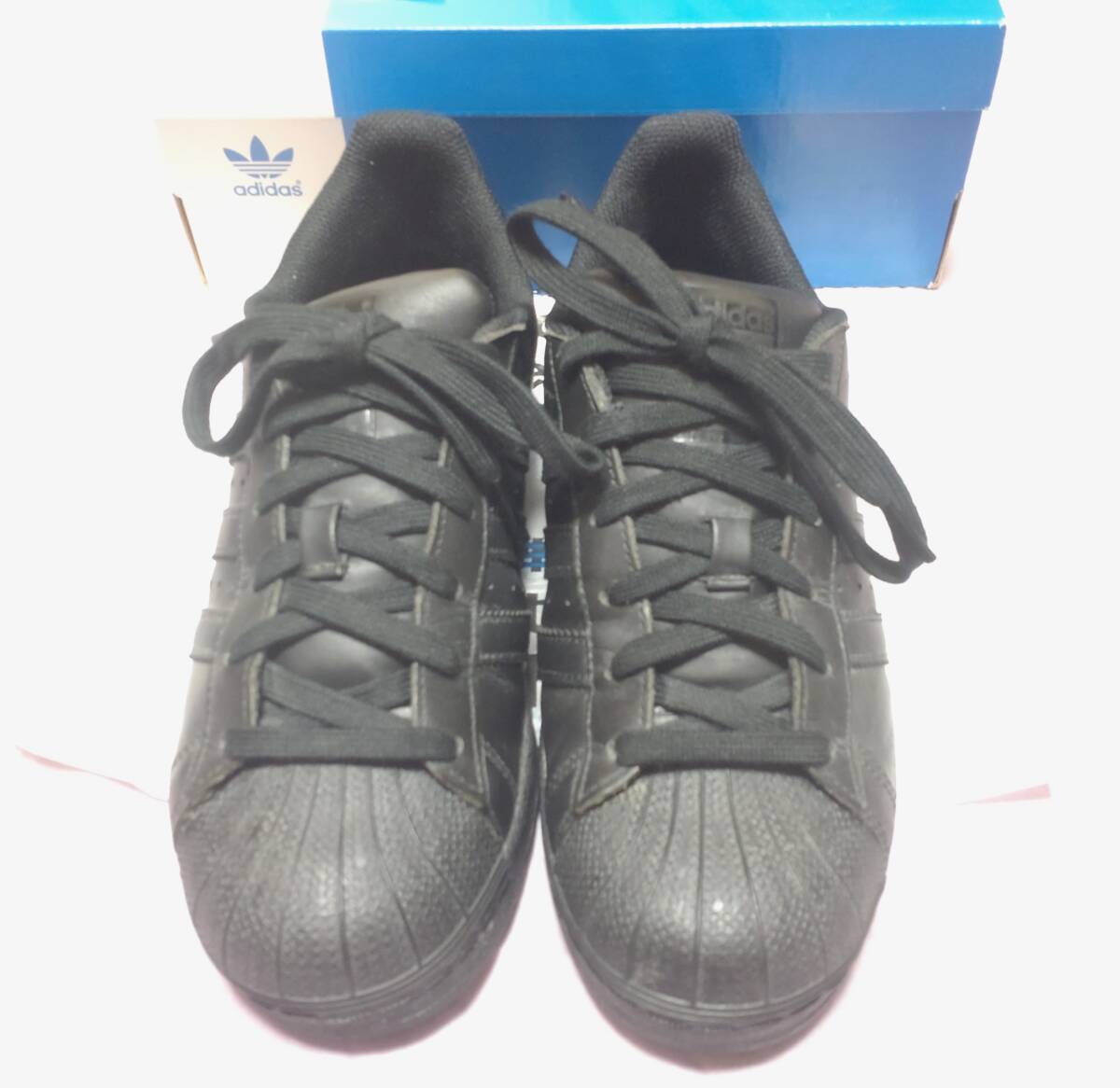 極美品 トリプルブラック B/B/B 24.5cm adidas SUPERSTAR アディダス スーパースター FOUNDATION ファンデーション 極美品_画像3