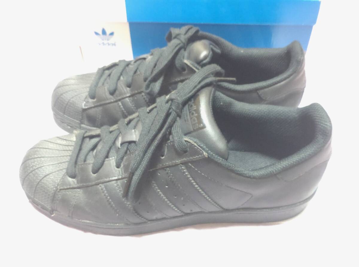 極美品 トリプルブラック B/B/B 24.5cm adidas SUPERSTAR アディダス スーパースター FOUNDATION ファンデーション 極美品_画像4