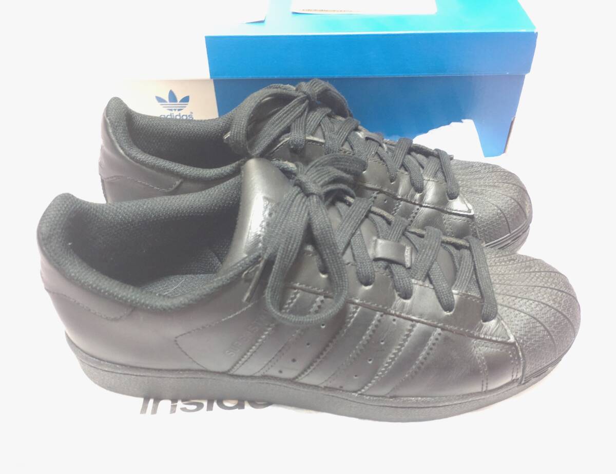 極美品 トリプルブラック B/B/B 24.5cm adidas SUPERSTAR アディダス スーパースター FOUNDATION ファンデーション 極美品_画像5