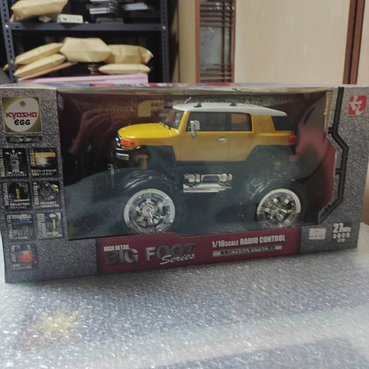 未使用 1/16 ビッグフット トヨタ FJ クルーザー (イエロー) 「ハイディテイルシリーズ」 227MHz仕様　ラジコン