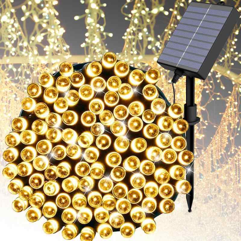 イルミネーション ソーラーライト 屋外電飾 20m 200LED ゴールド_画像1