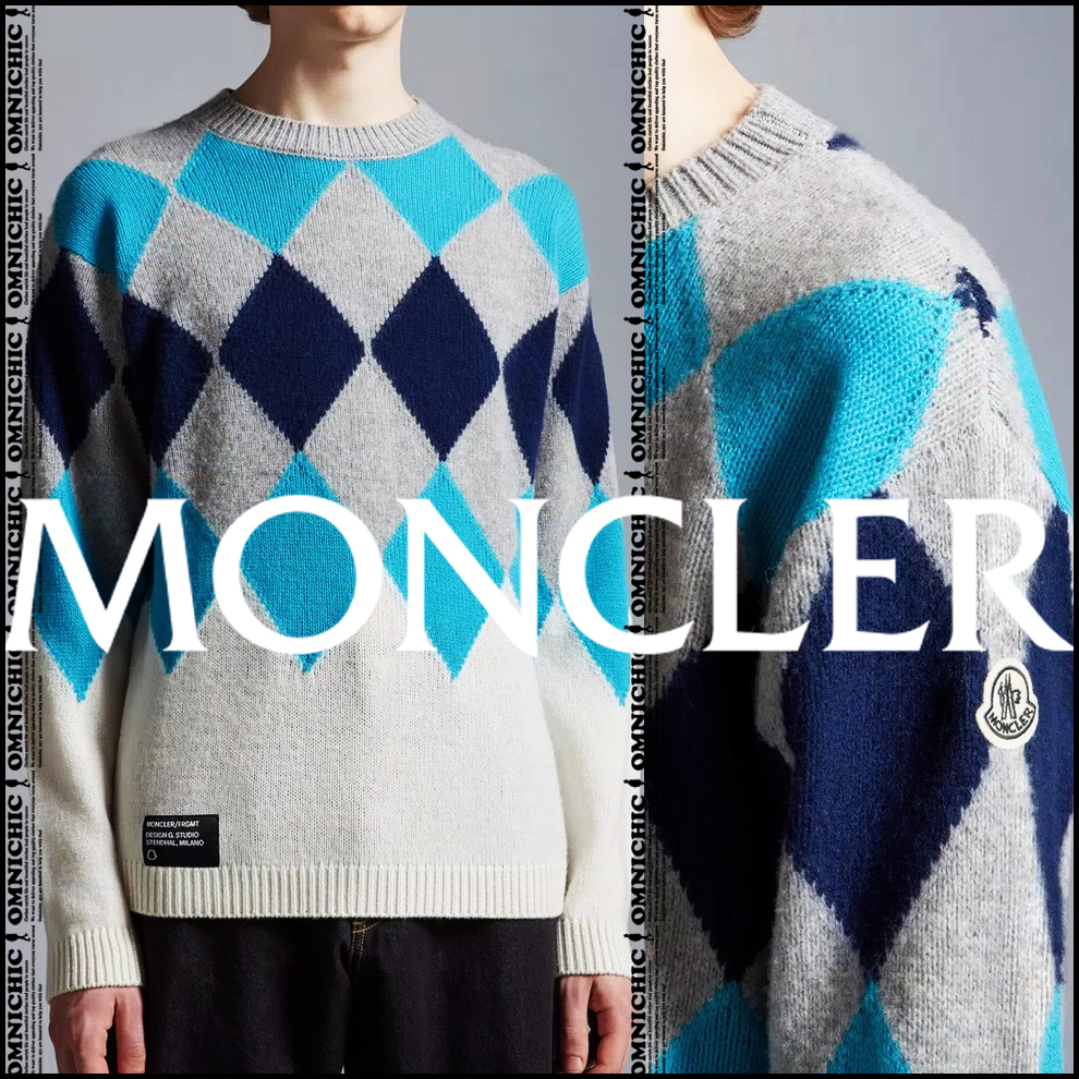 MONCLER FRAGMENT アーガイルニット　Lサイズ　新品　モンクレール MONCLER FRAGMENT アーガイルニットLサイズ新品モンクレール